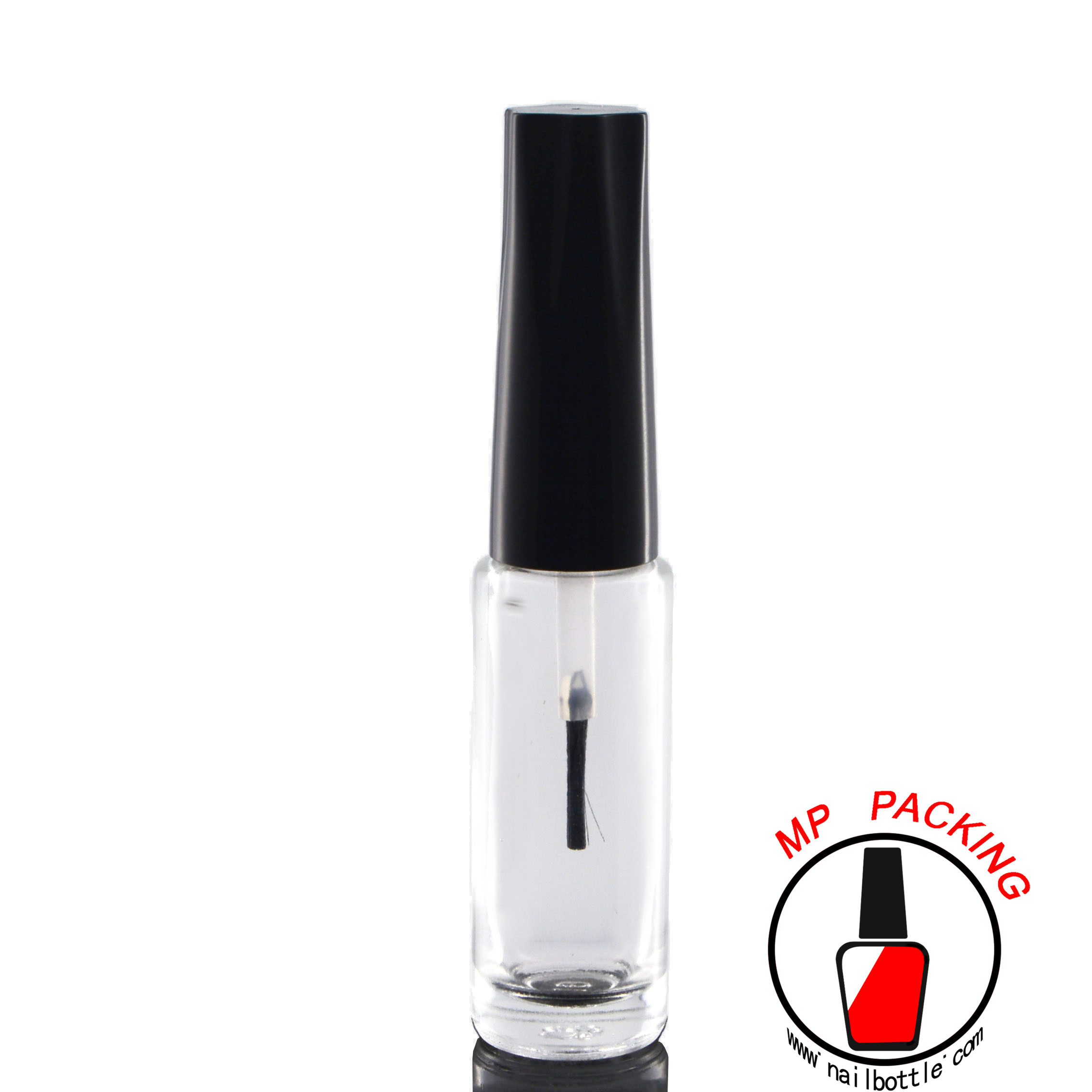 Tall round empty bottle 8ml and cap brush 