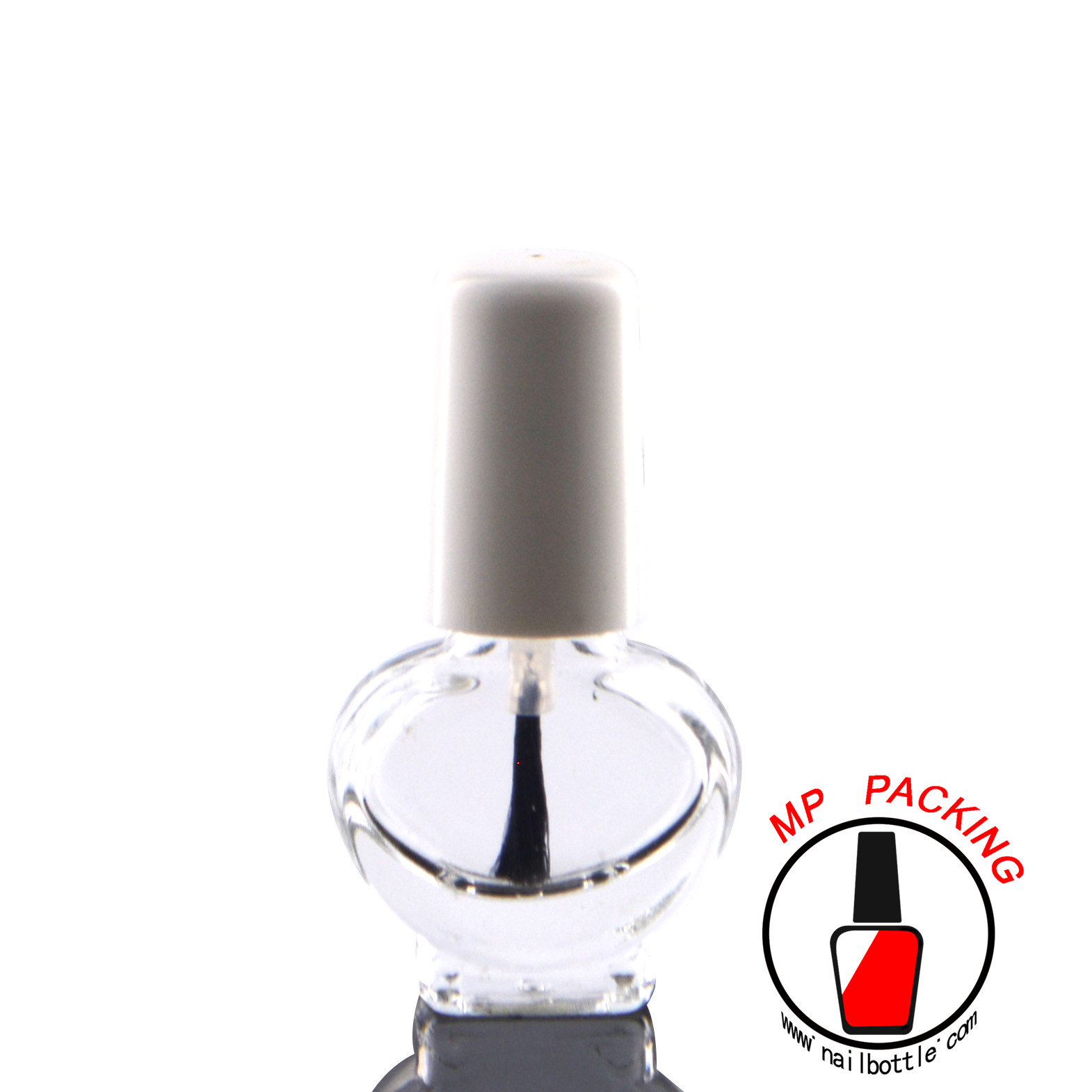 mini flat glass bottle and nail polish brush 