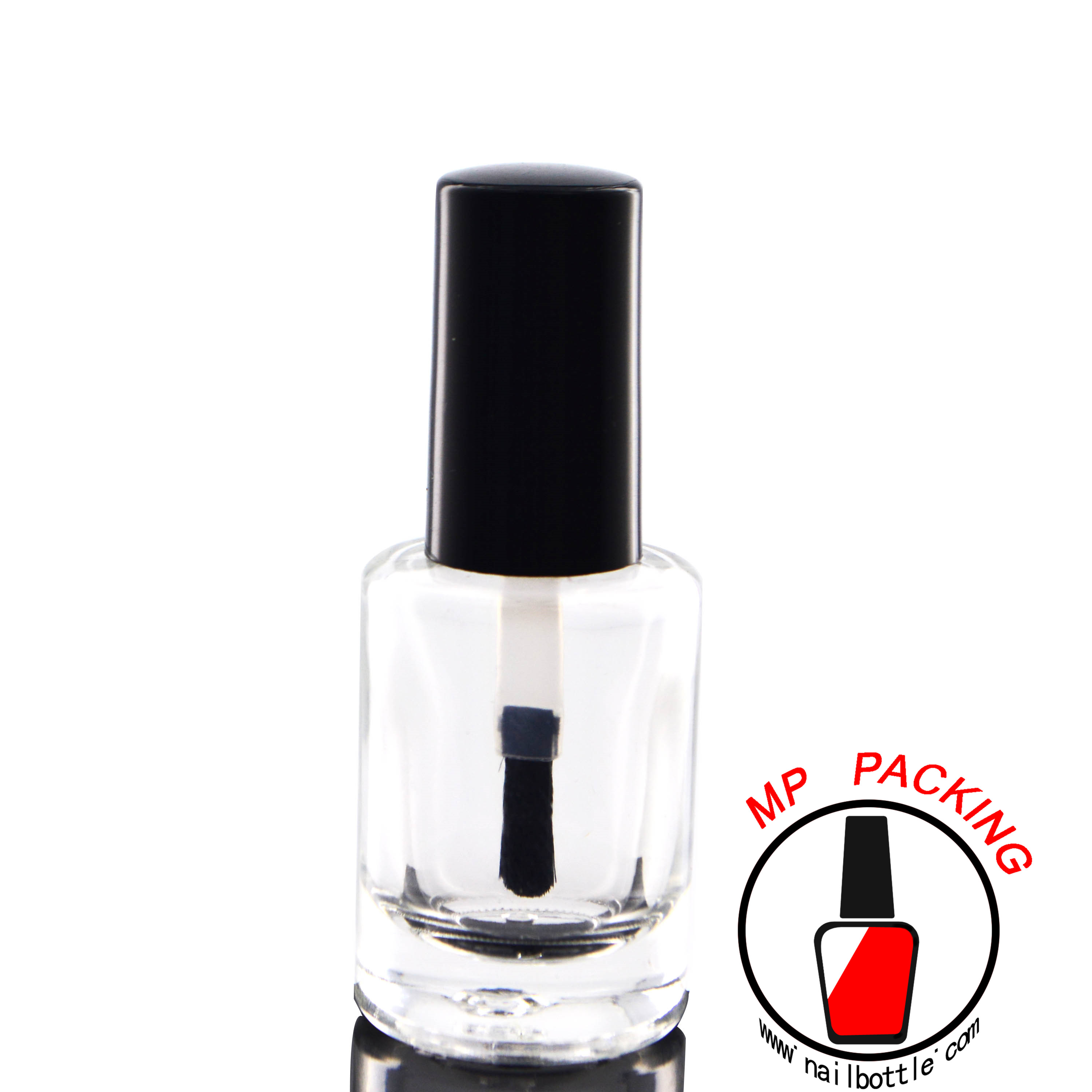 Round cut nail polish brush , bottle and cap 