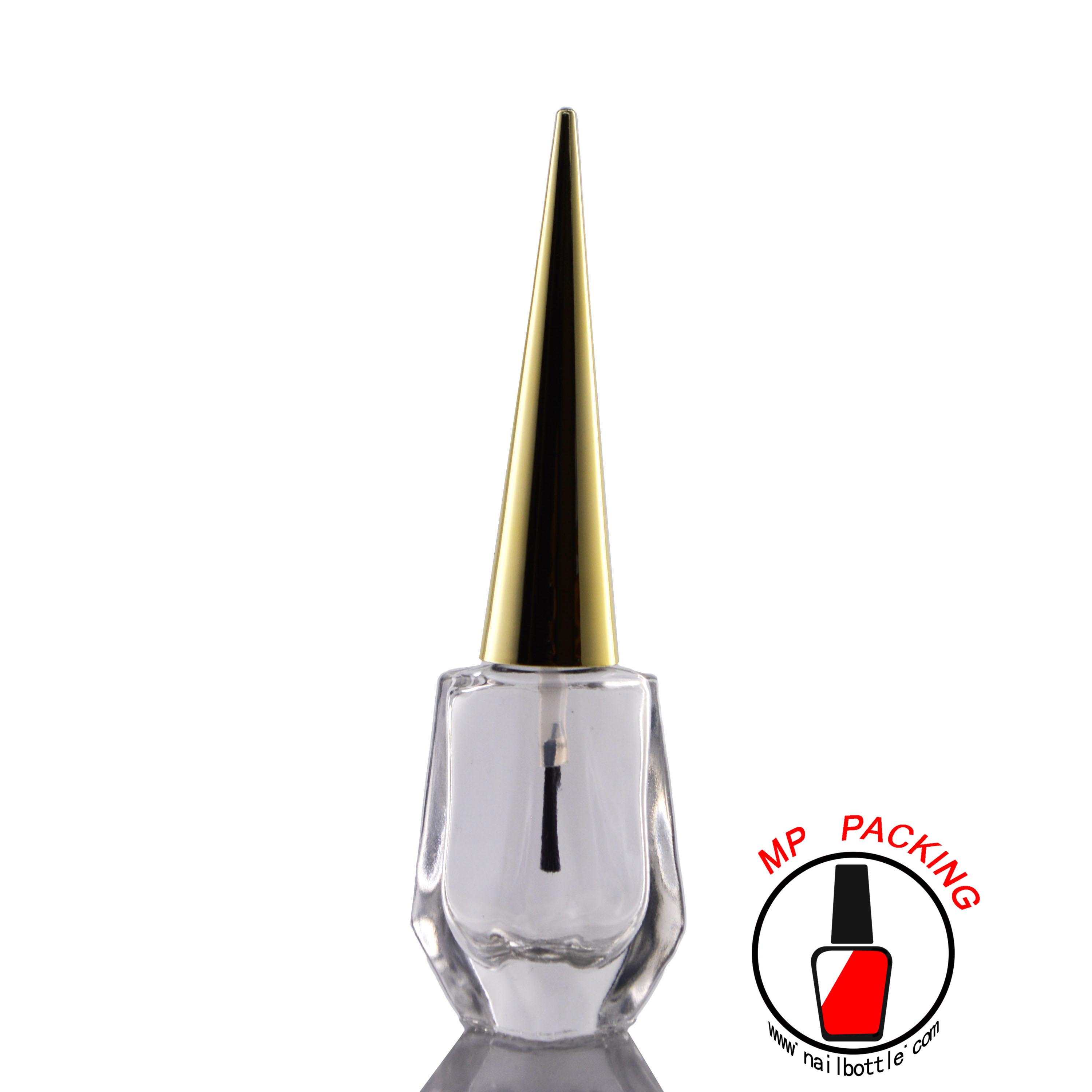 diamond shape empty glass bottle with lid and brush 