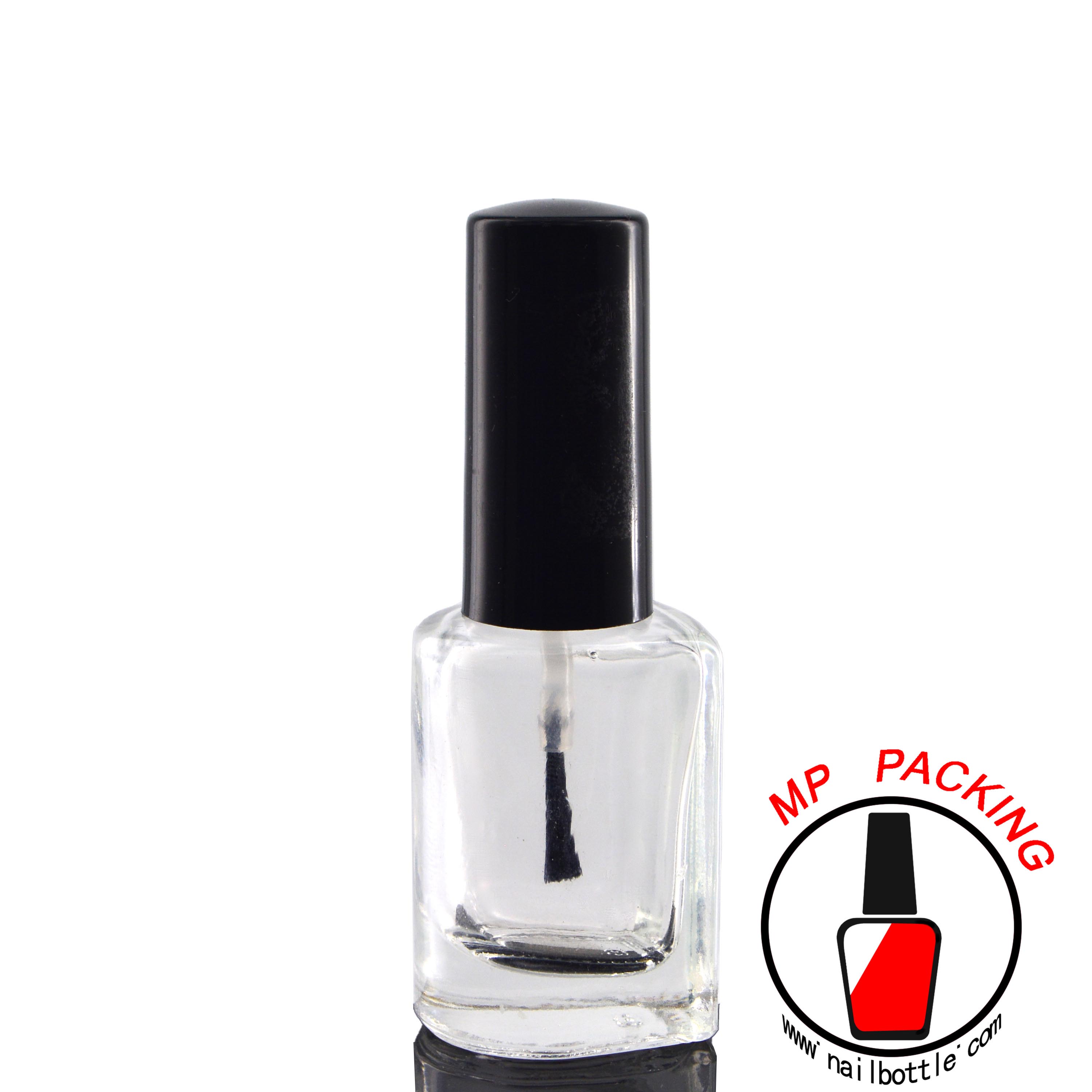 U-shaped clear glass empty nail varnish bottle 