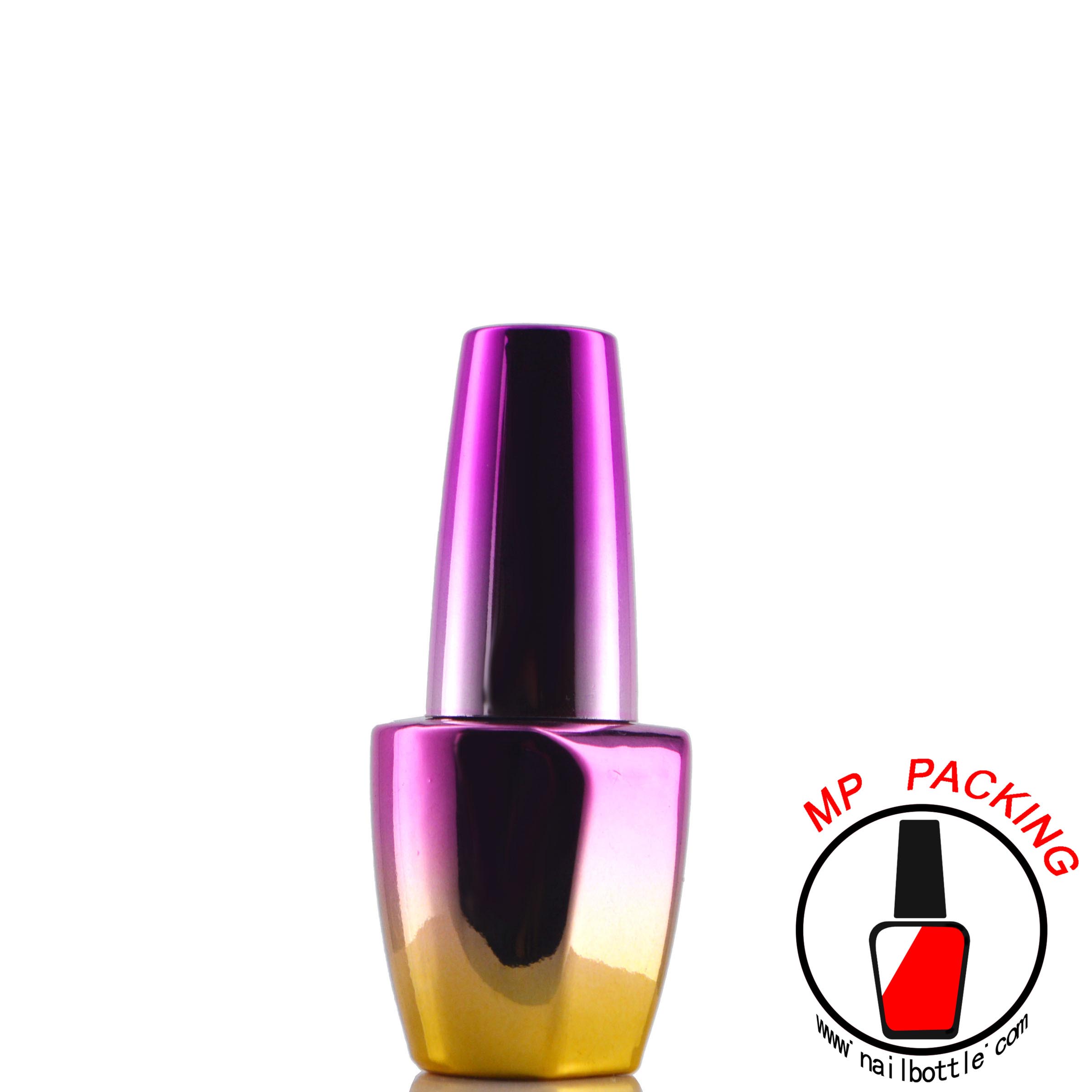 colorful empty gel polish bottles with lid and brush 
