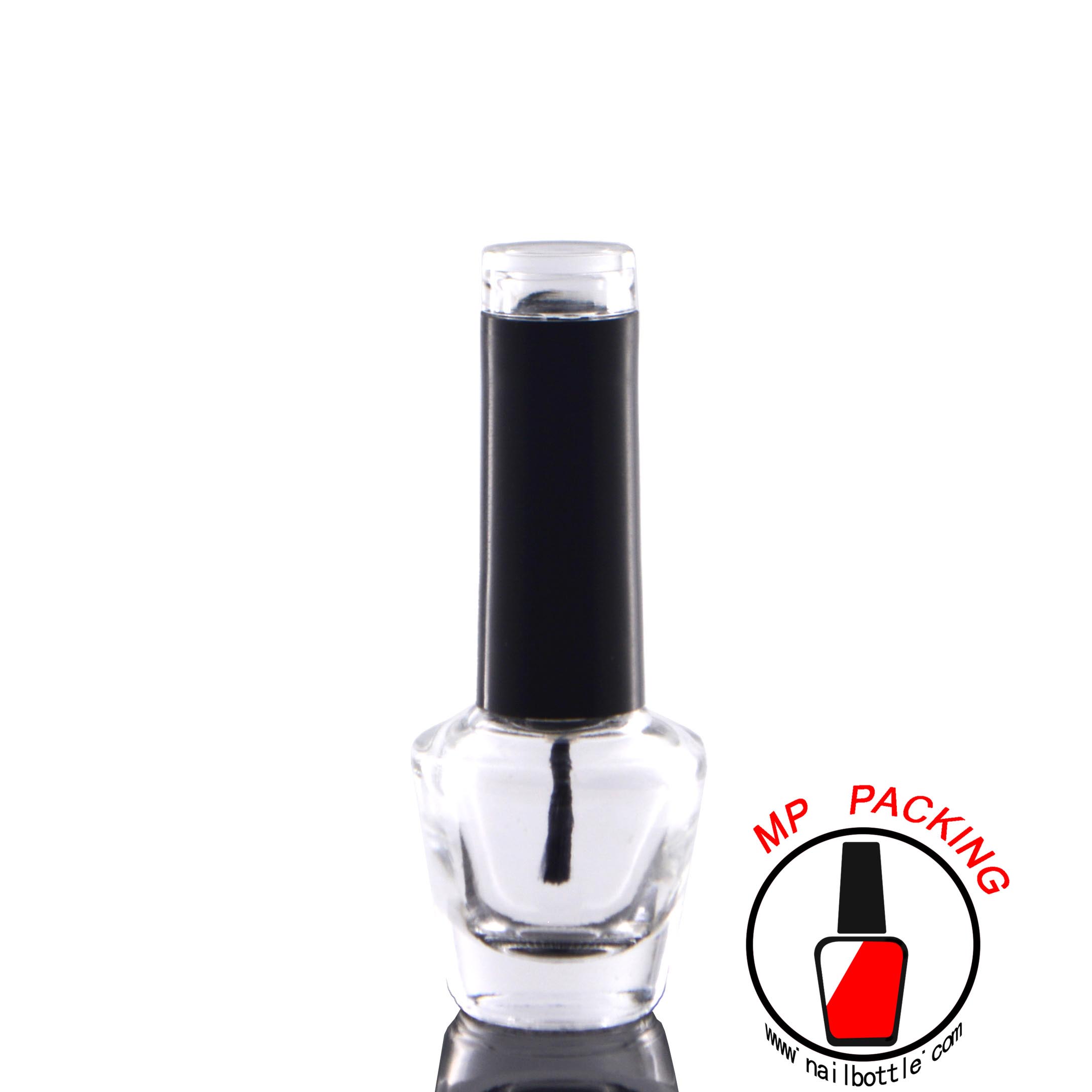 empty nail varnish glass bottle with lids and brush