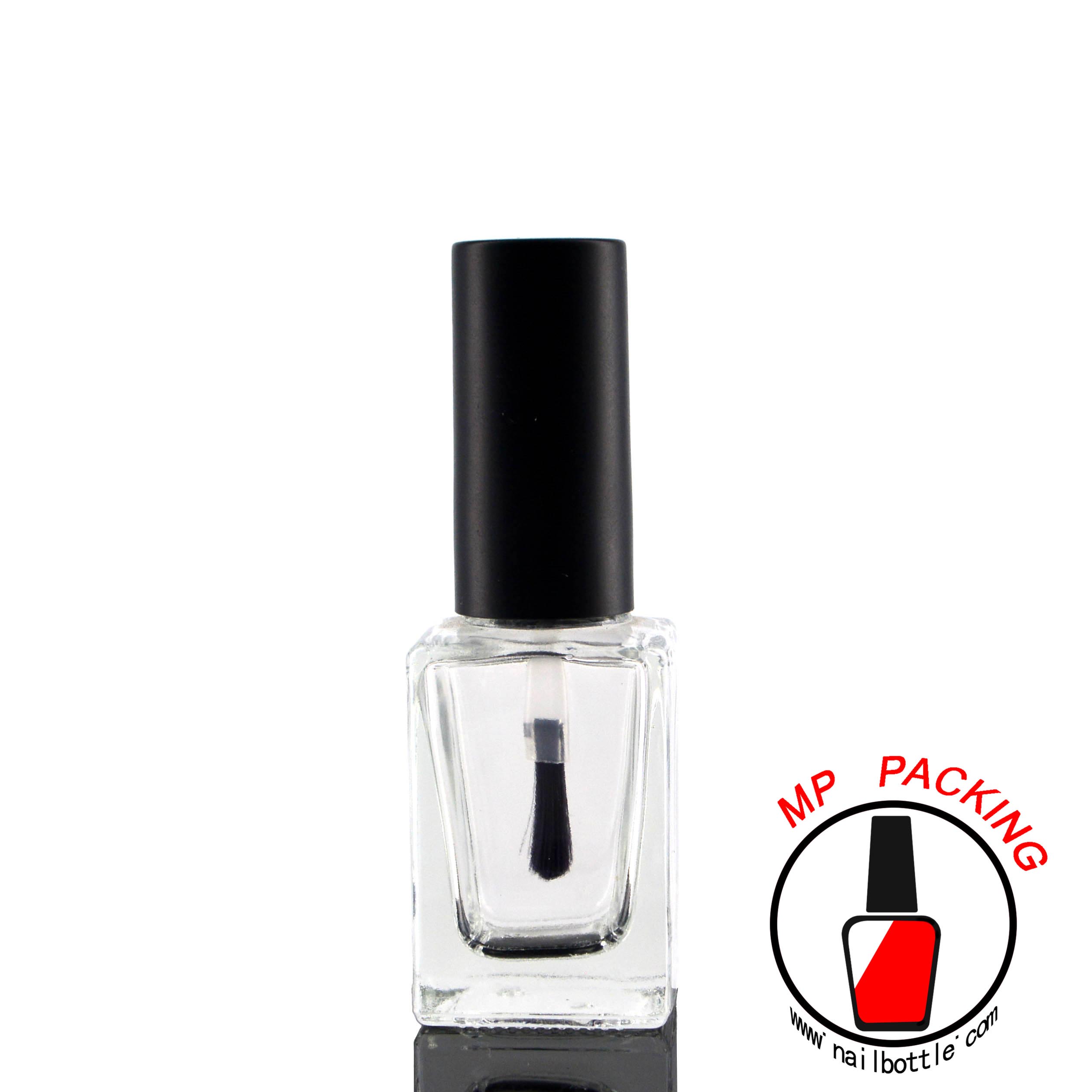 oval brush and empty nail polish bottle with lids 