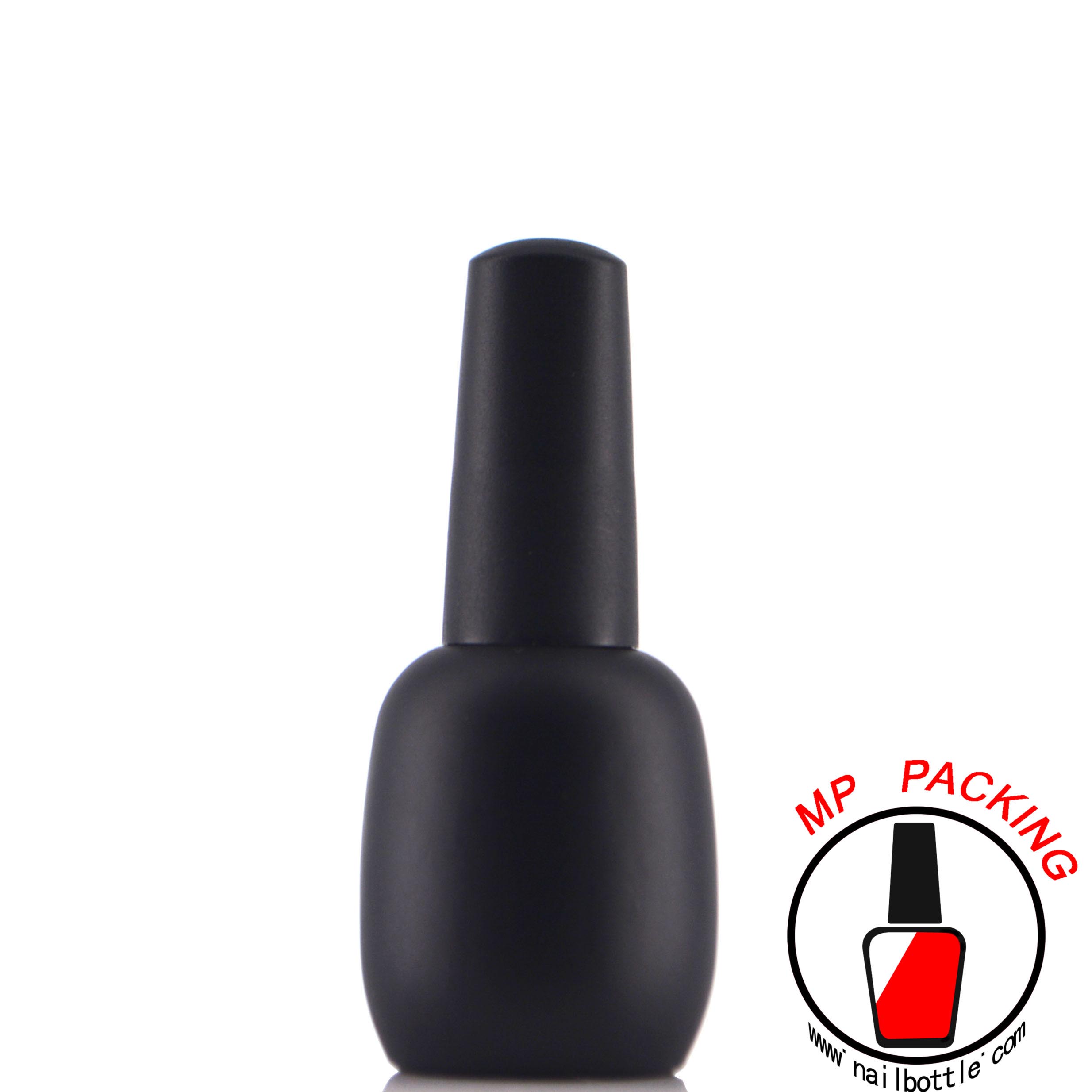 matte black bottle with lids and brush 