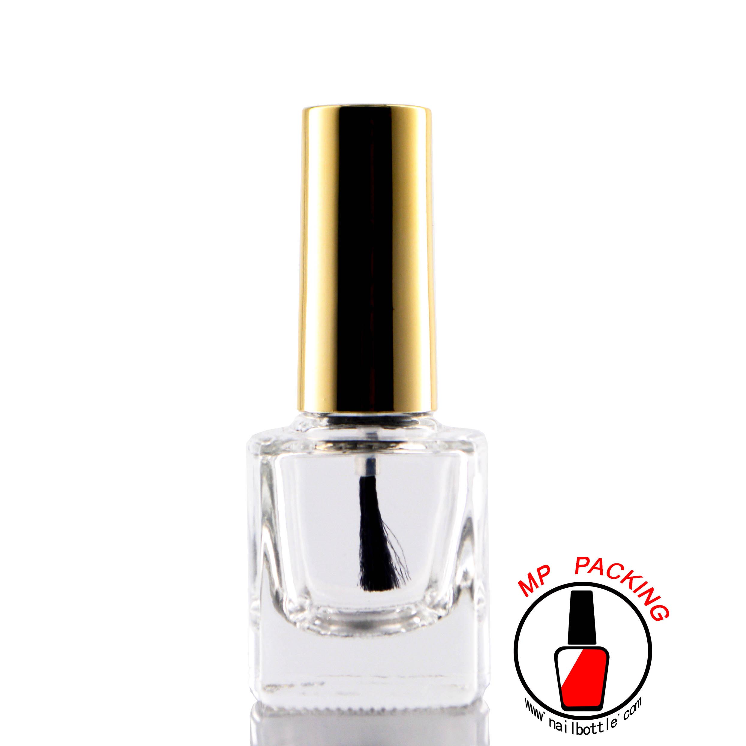 empty glass bottle square nail polish bottles with gold cap and brush