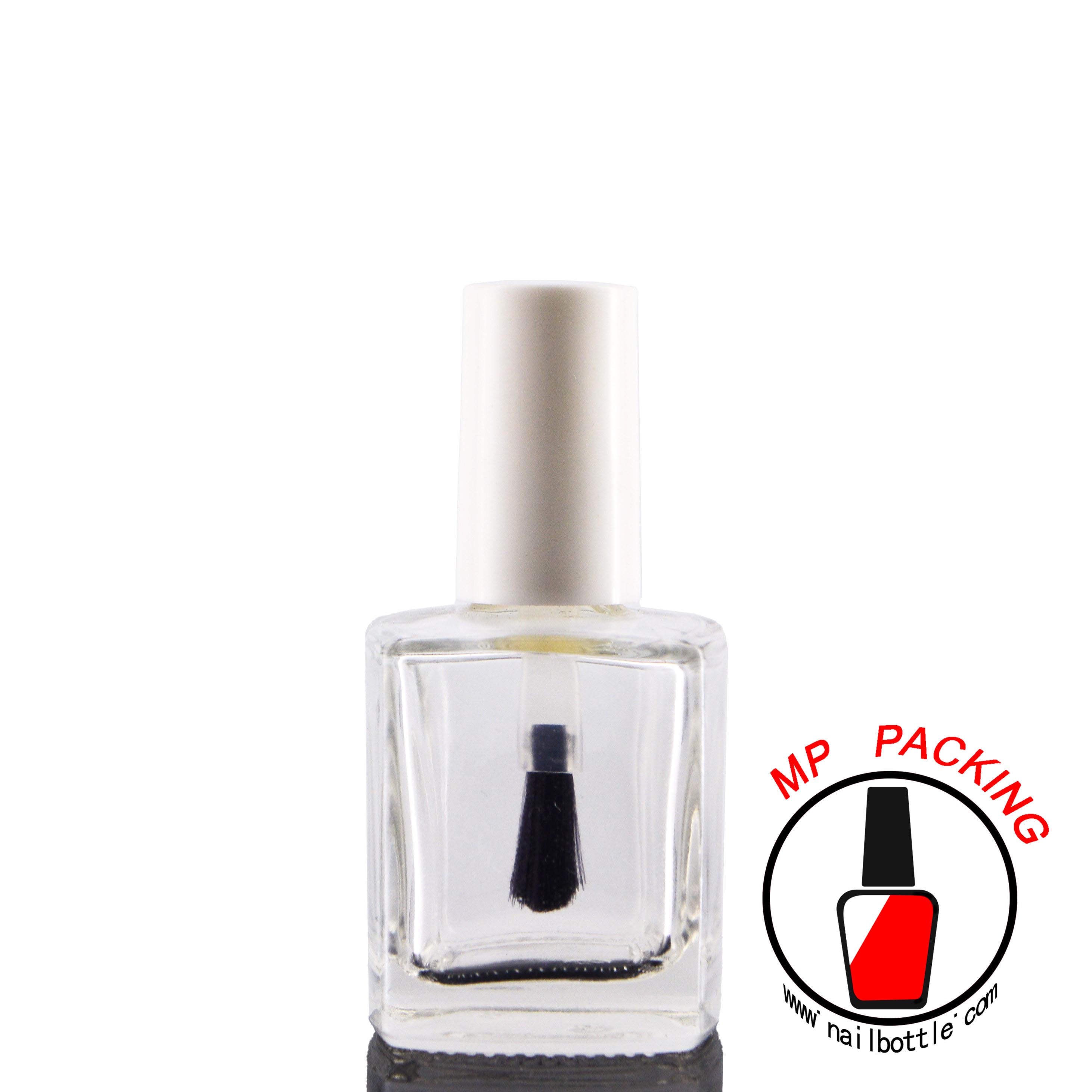 square shape empty nail polish bottle with lids and brush 
