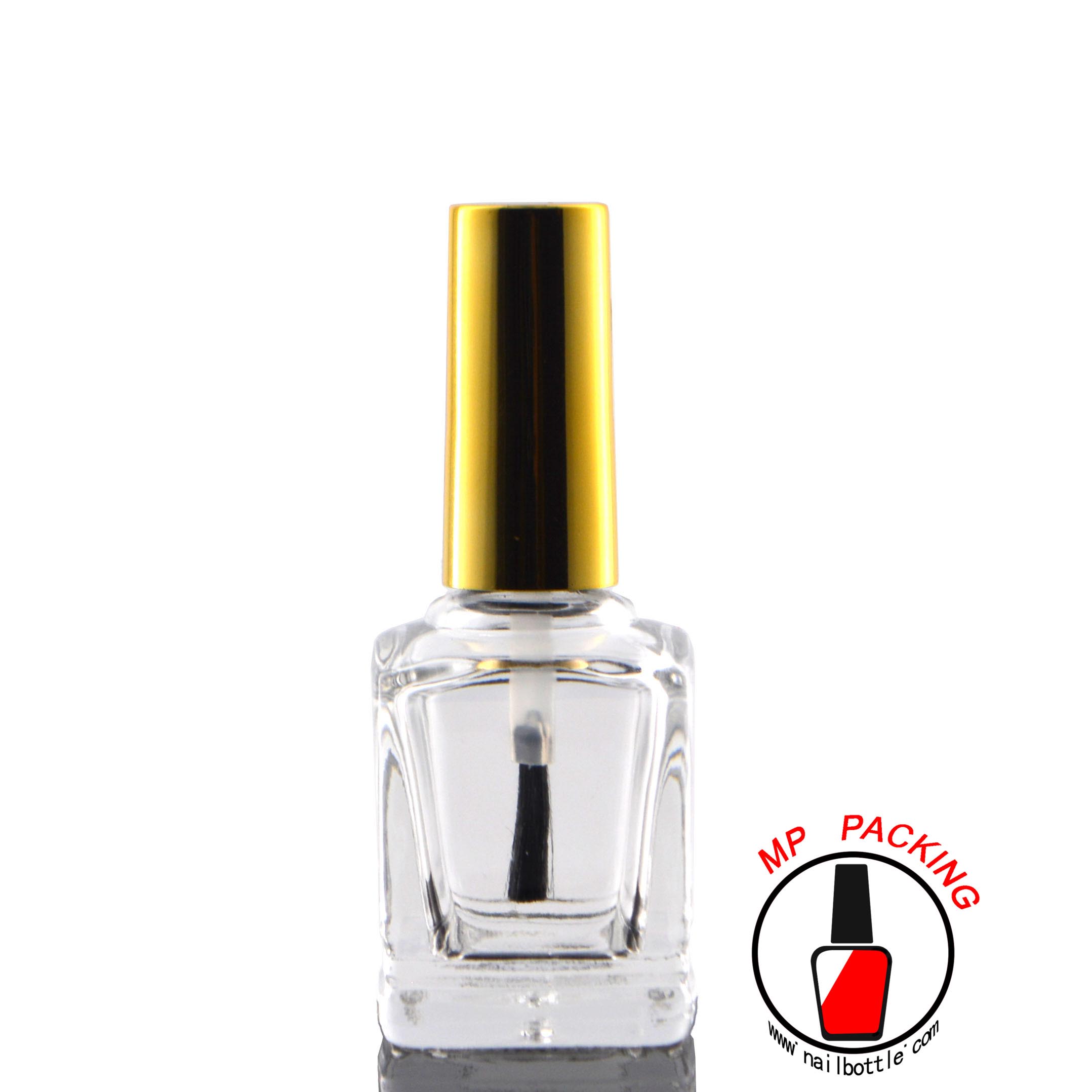 brands nail polish empty glass bottle with gold cap and brush 