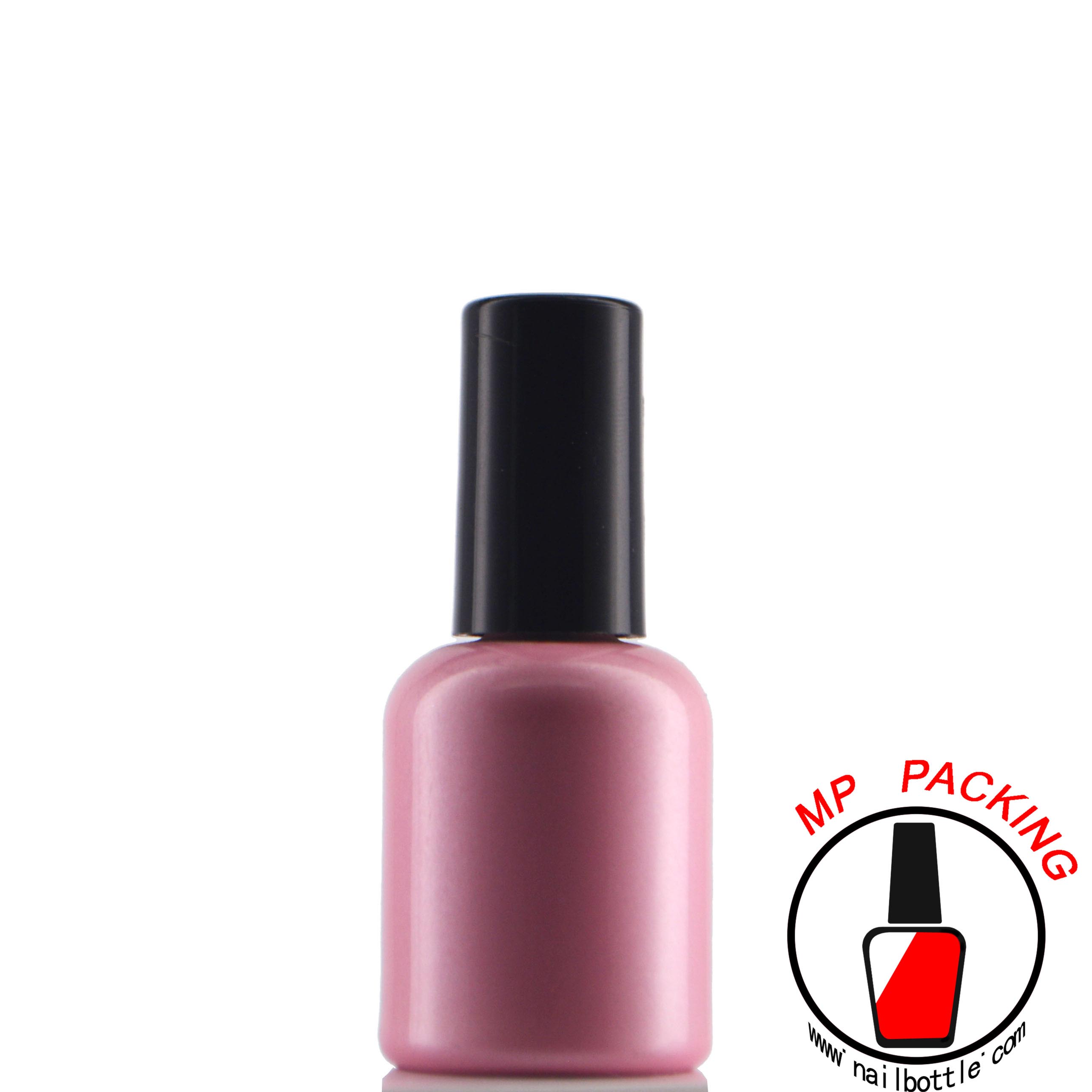 classic round empty gel nail polish bottles with caps and brush