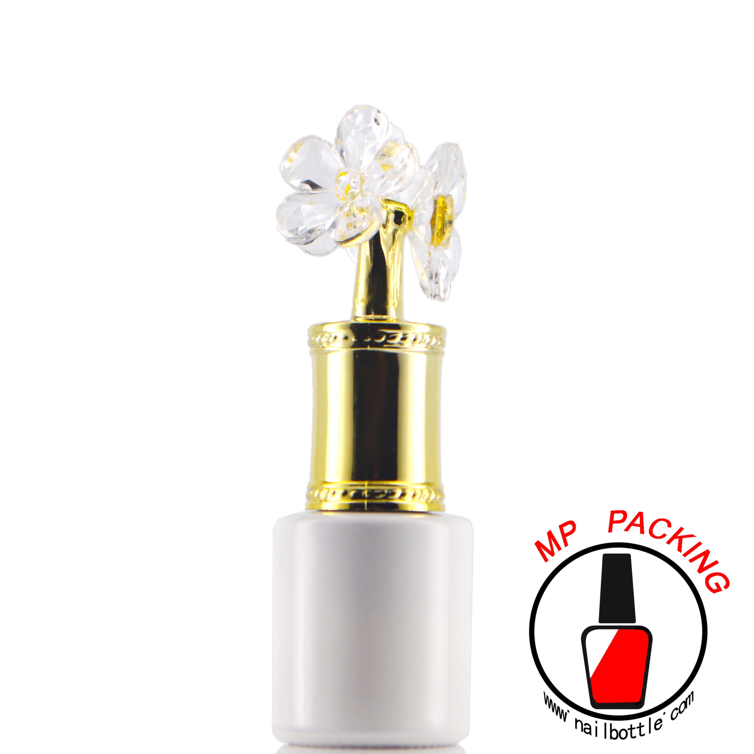 short round white gel polish bottles with brush and cap 